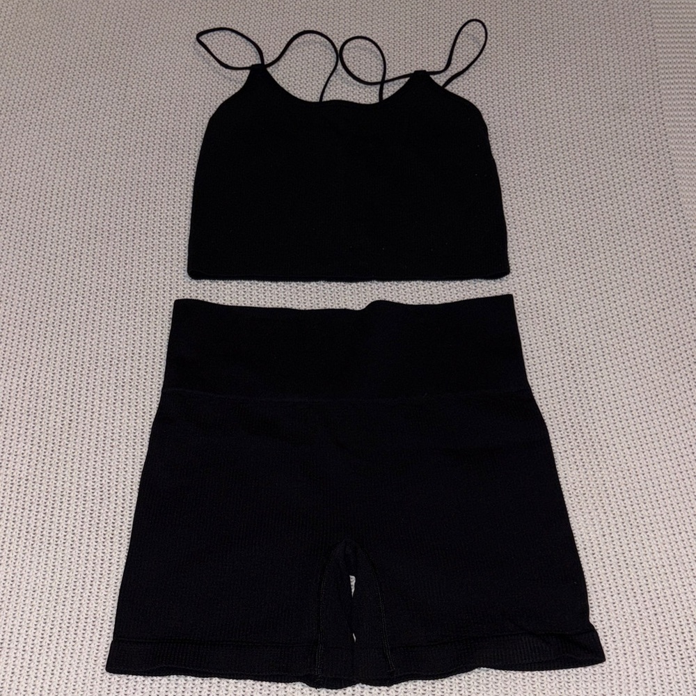 Colsie Black Sports Bra and Shorts Set